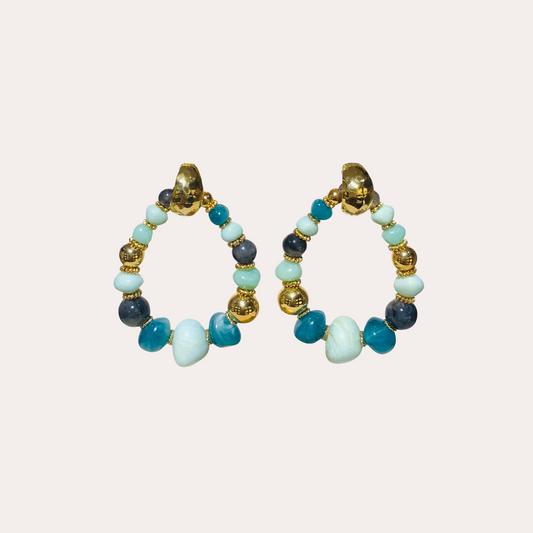 Boucles d'oreilles GAS Bijoux - Biba bis bleu or