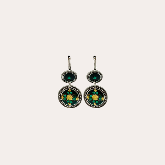 Boucles d'oreilles GAS Bijoux - Sequin simple vert / argent
