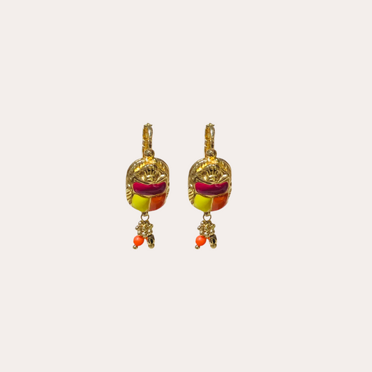 Boucles d'oreilles GAS Bijoux - Scaramouche rouge / jaune or