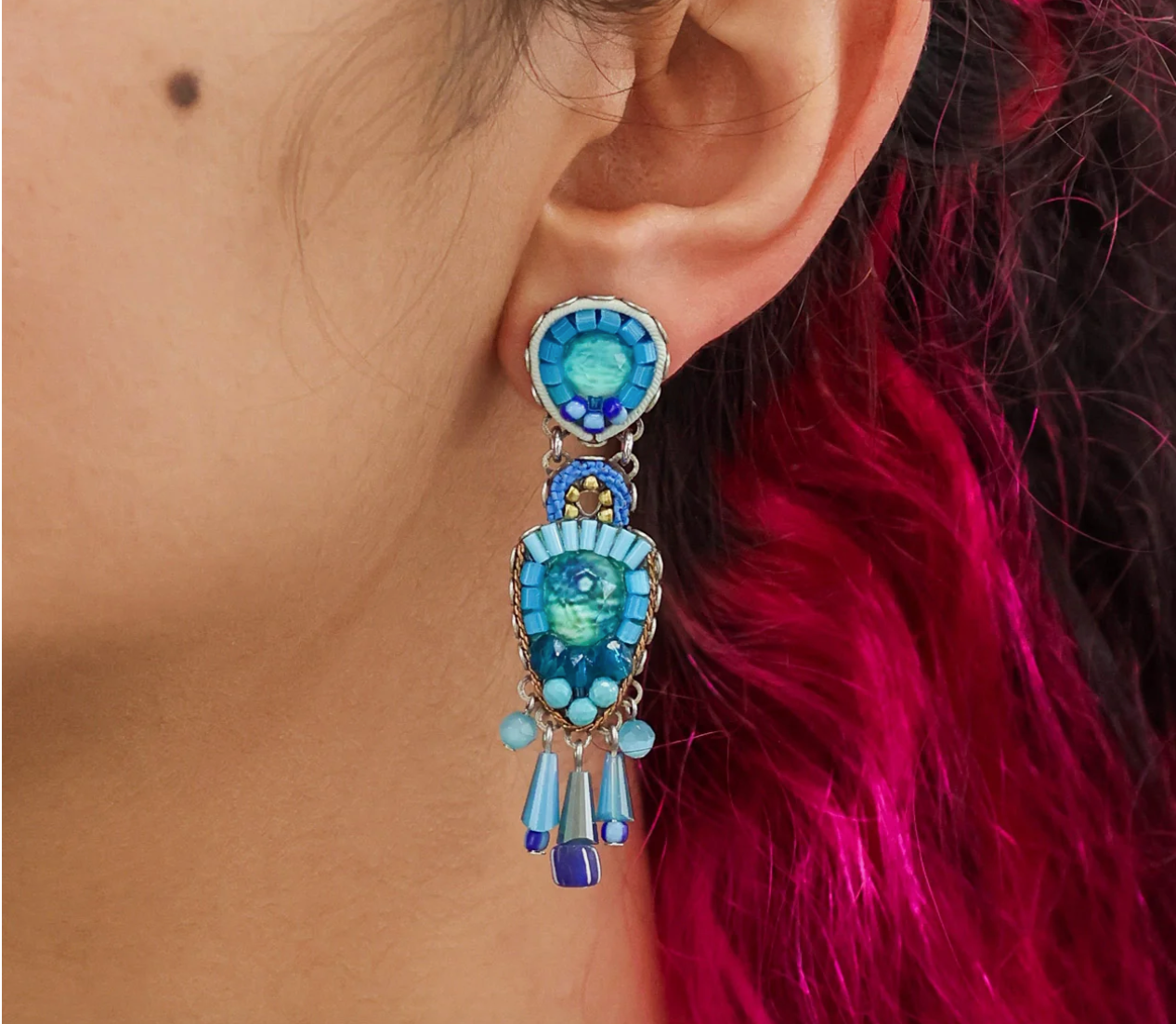 Ayala Bar Earrings - Blue Bayou Cloudless turquoise / silver