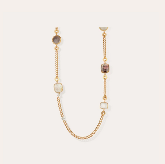 Sautoir GAS Bijoux - Silène nacre blanche et grise or