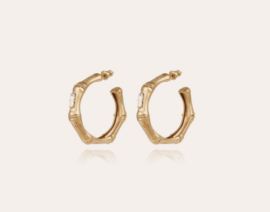 Boucles d'oreilles GAS Bijoux - Bambou strass petit modèle or