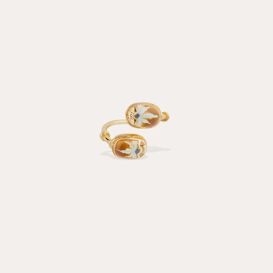 Bague Gas Bijoux - Duality Scaramouche émail camel / bleu clair