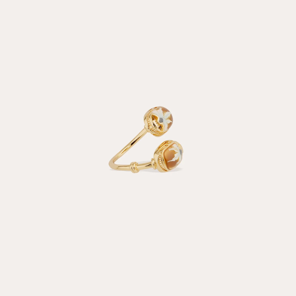 Bague Gas Bijoux - Duality Scaramouche émail camel / bleu clair