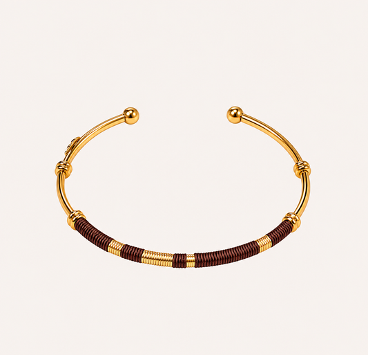 Bracelet Gas Bijoux - Jonc Zanzibar or / chocolat