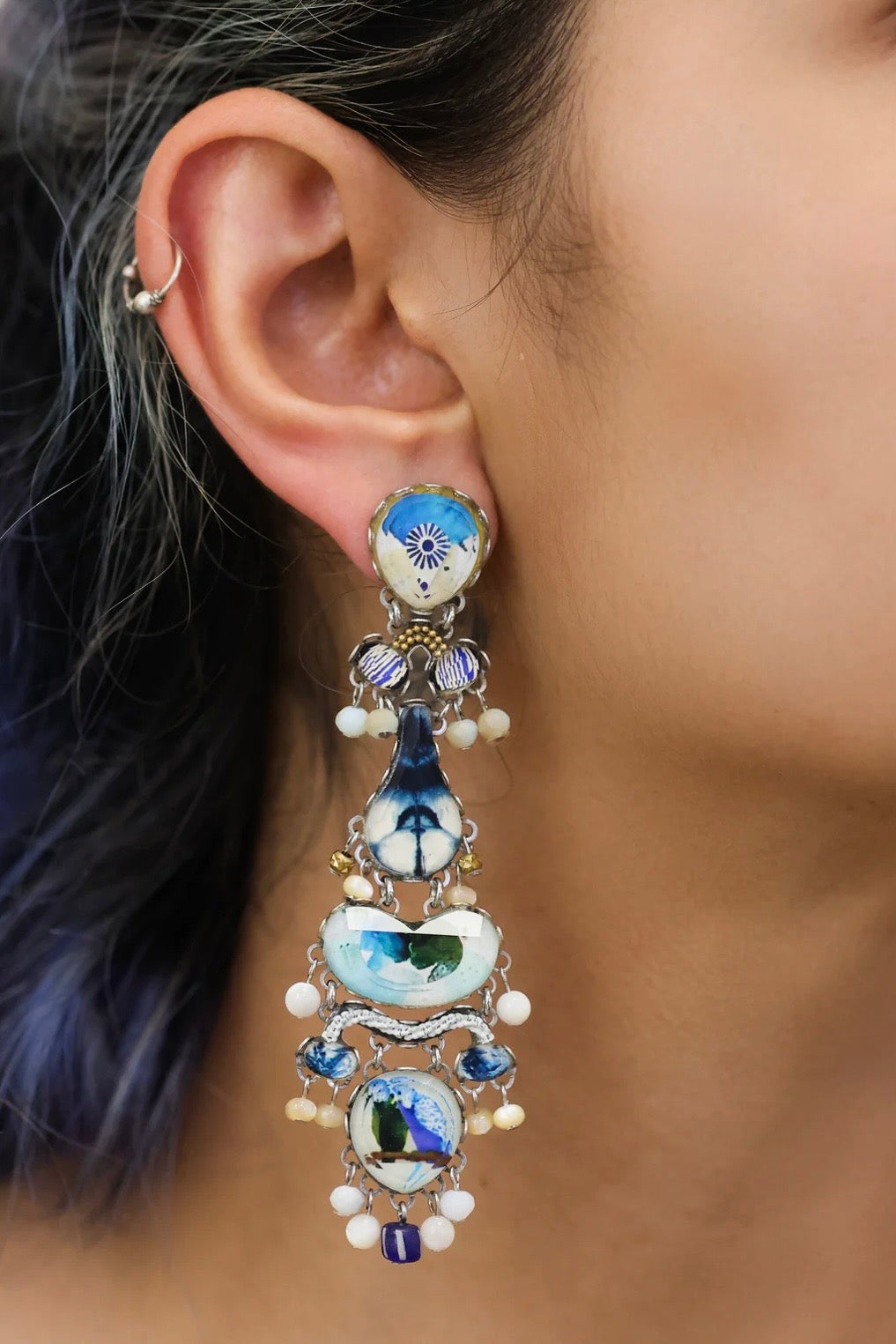 Ayala Bar earrings - Blue freshwater