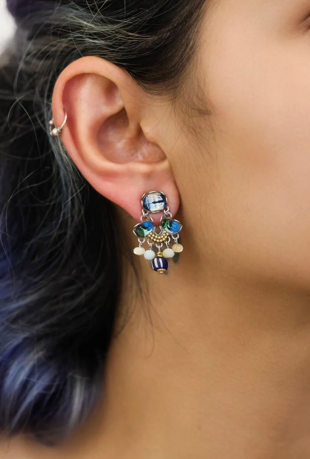 Ayala Bar Earrings - Blue/Green Freshwaters
