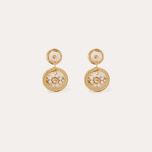 Boucles d'oreilles Gas Bijoux -  Sequin or / beige poudré