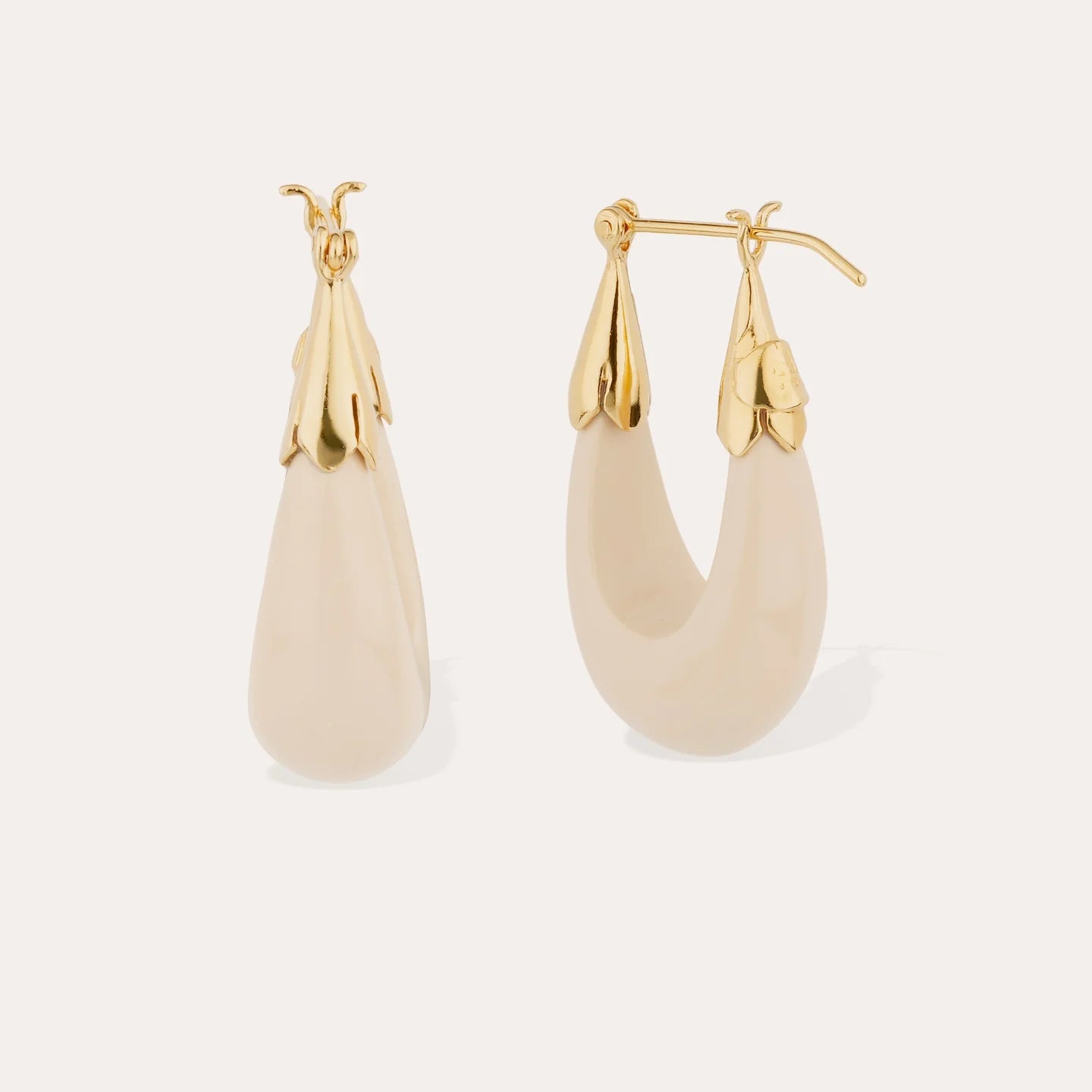 Boucles d'oreilles Gas Bijoux -  Écume petit modèle or / acétate Ivoire