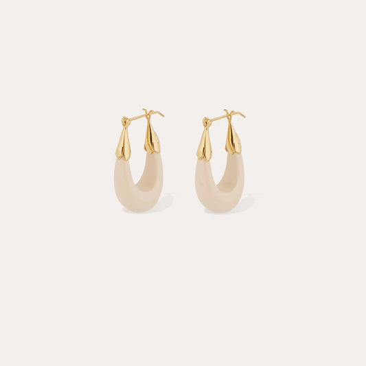 Boucles d'oreilles Gas Bijoux -  Écume petit modèle or / acétate Ivoire
