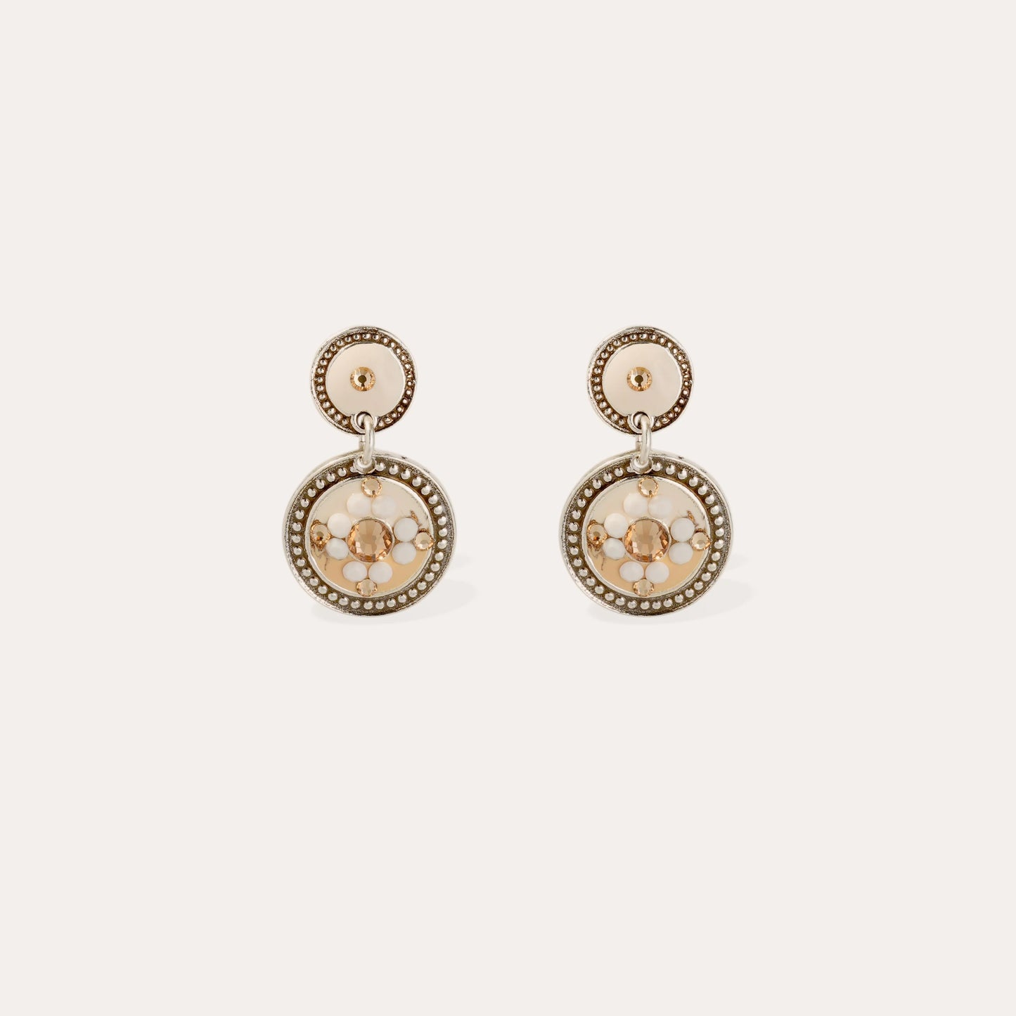 Gas Bijoux Earrings - Silver / Nude Powdered Beige Sequin