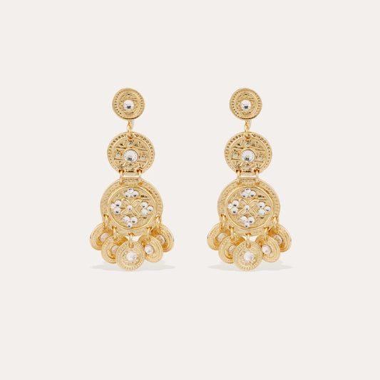 Boucles d'oreilles Gas Bijoux - Sequin trois rangs / or cristal dormeuses