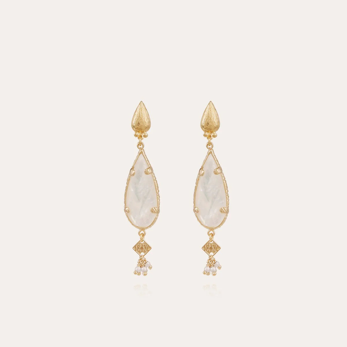 Boucles d'oreilles Gas Bijoux - Serti goutte or / nacre