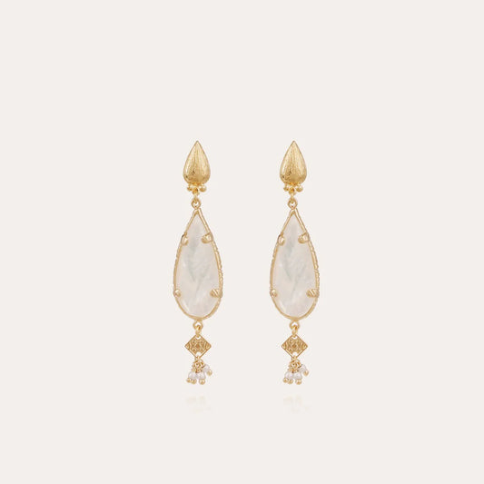 Boucles d'oreilles Gas Bijoux - Serti goutte or / nacre