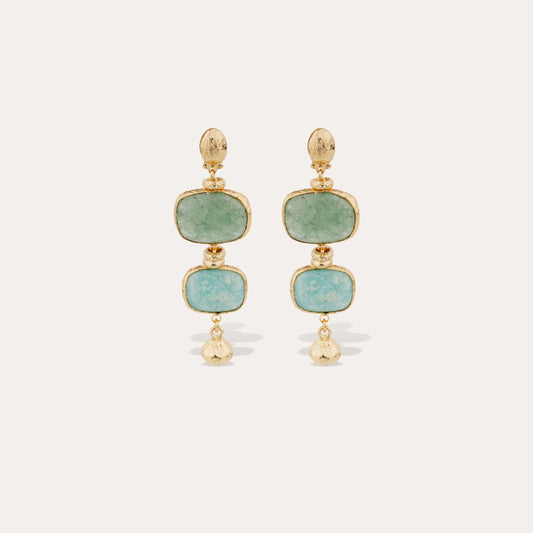 Boucles d'oreilles Gas Bijoux - Silene petit modèle or / Serpentine & Turquoise
