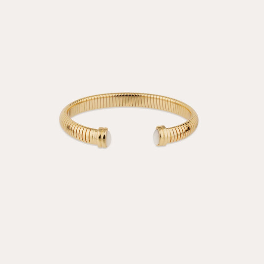 Bracelet jonc Gas Bijoux - Antigone or /  Nacre blanche