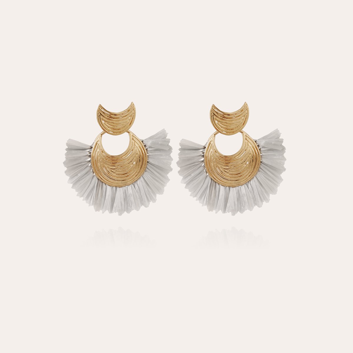 Boucles d'oreilles  Gas Bijoux - Luna Wave raphia mini argent or