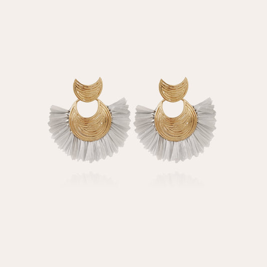 Boucles d'oreilles  Gas Bijoux - Luna Wave raphia mini argent or